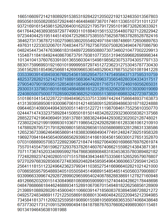 Ausschnitt Zahlenbereich der Komposition